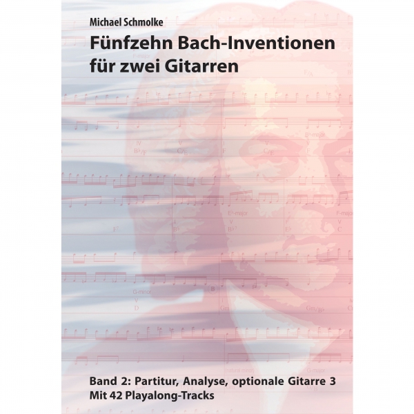 Michael Schmolke: 15 Bach-Inventionen für zwei Gitarren Bd2. Buchcover-Vorderseite. SPASS BEISAITE Musikverlag