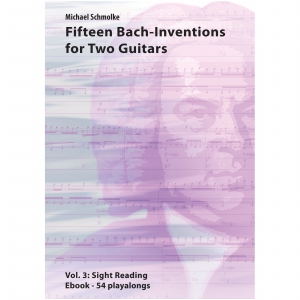 Michael Schmolke: 15 Bach Inventions For Two Guitars, Bd 3. E-Book-Cover Vorderseite. SPASS BEISAITE Musikverlag.
