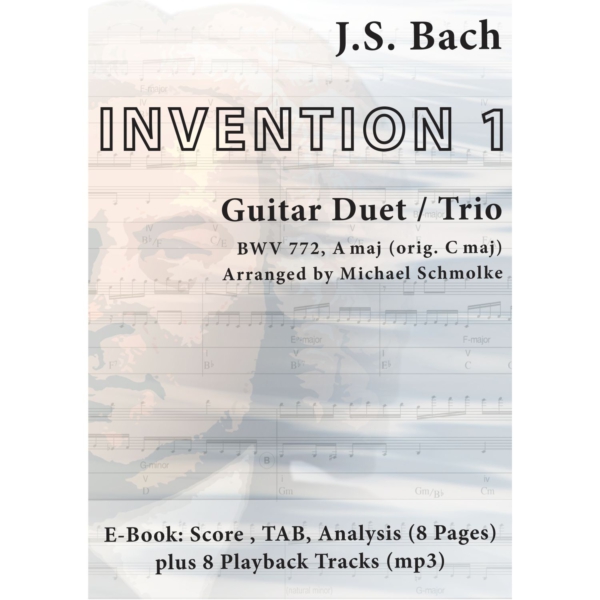 Michael Schmolke | J.S. Bach: Invention 1, BWV 772 | 2-3 Guitars |  Ebook + Audio | SPASS BEISAITE Musikverlag | Ebook-Cover